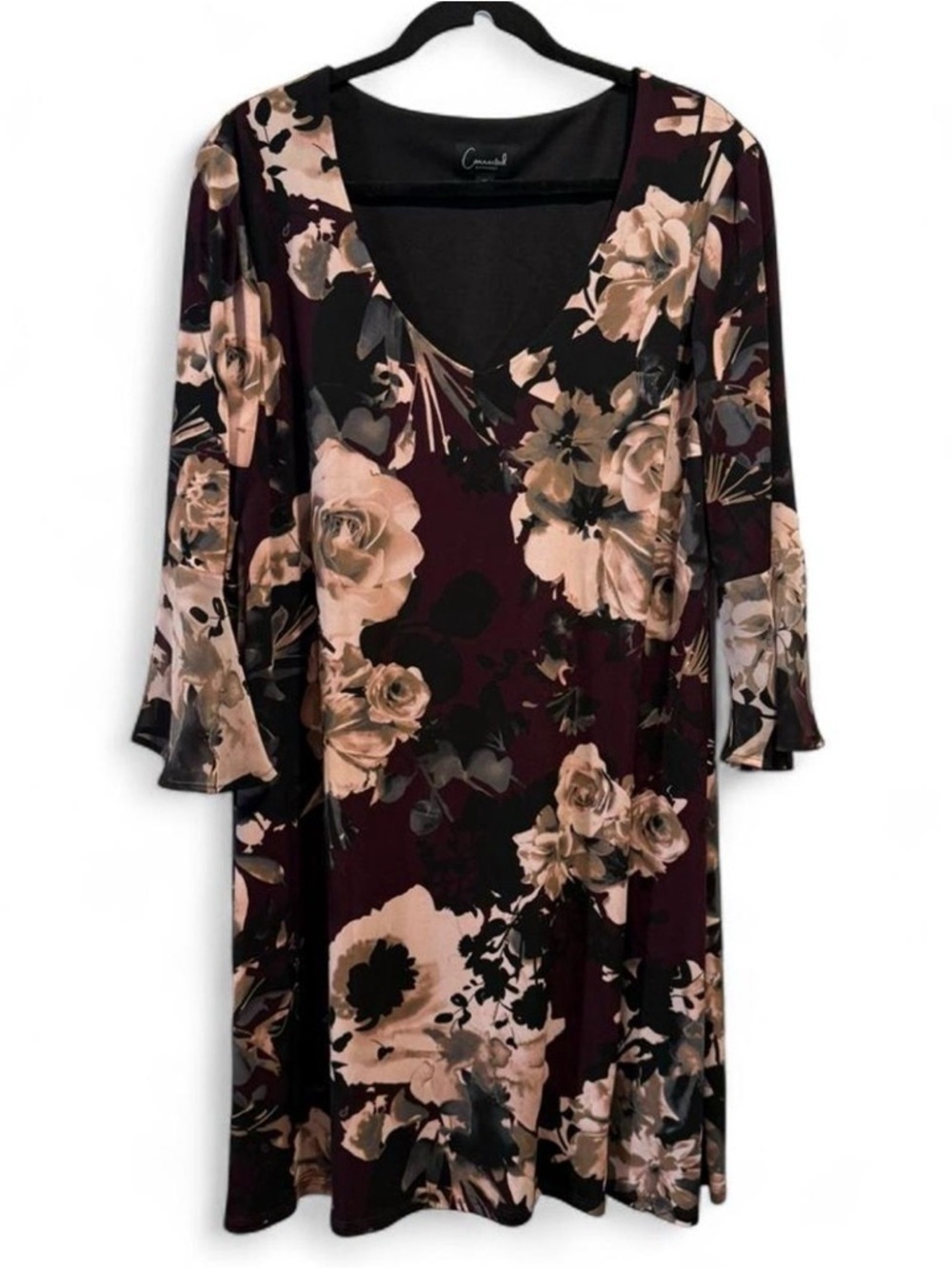 connected apparel Burgundy Floral Midi Dress